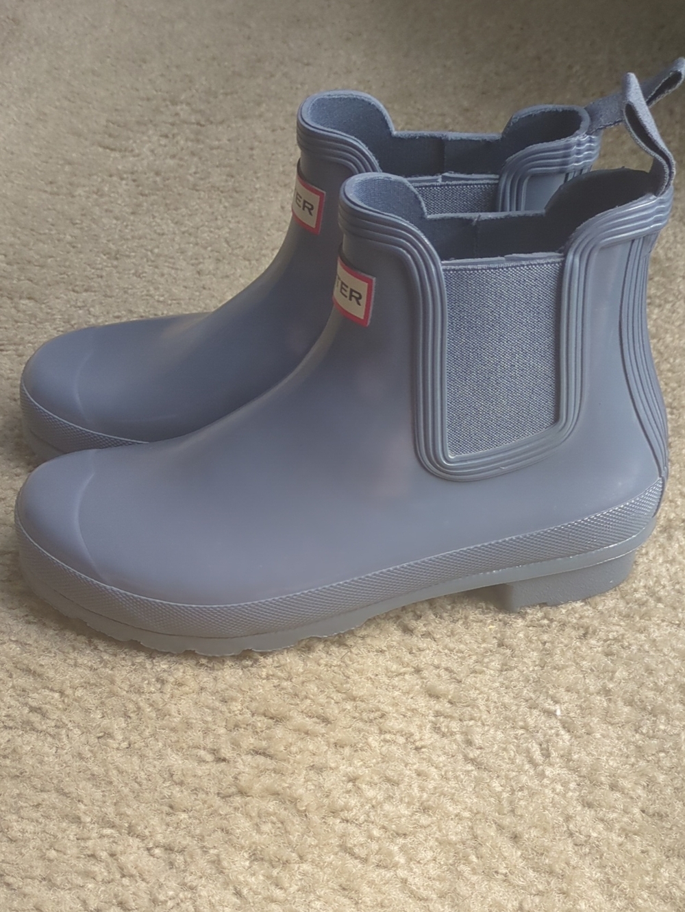Hunter Gloss Chelsea Rain Booties in Light Blue-Gray Size 8 - Picture 4 of 5